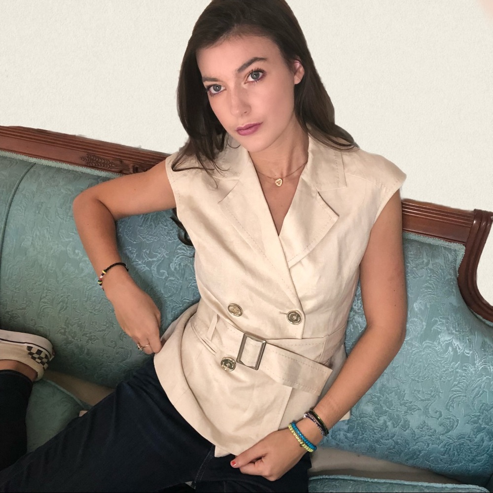 Calvin Klein golden button tie shirt